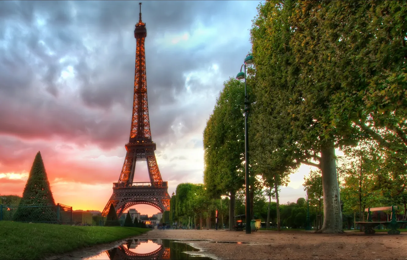 Photo wallpaper Paris, Paris, night, France, morning, Eiffel Tower, Eyfeleva Tower