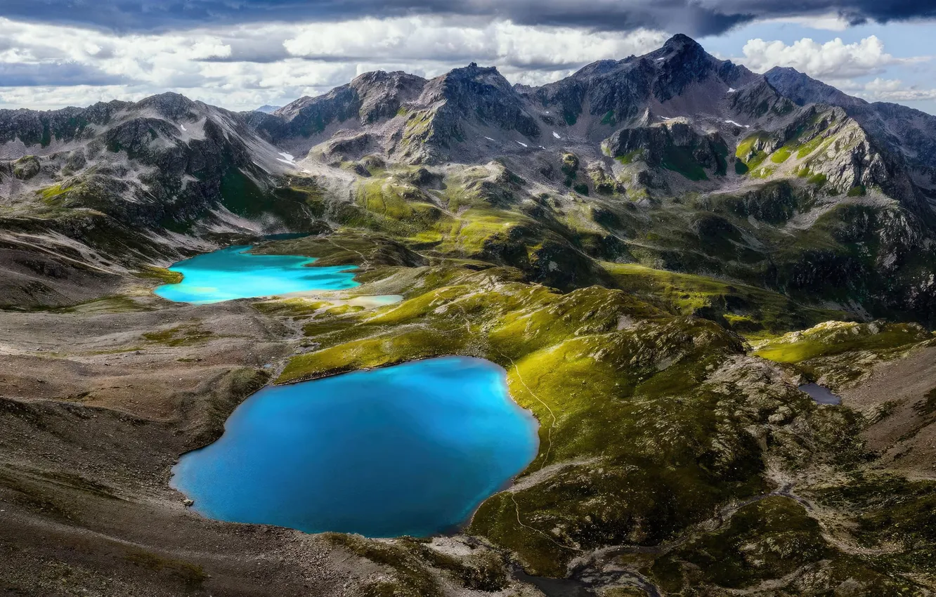 Photo wallpaper landscape, mountains, lakes