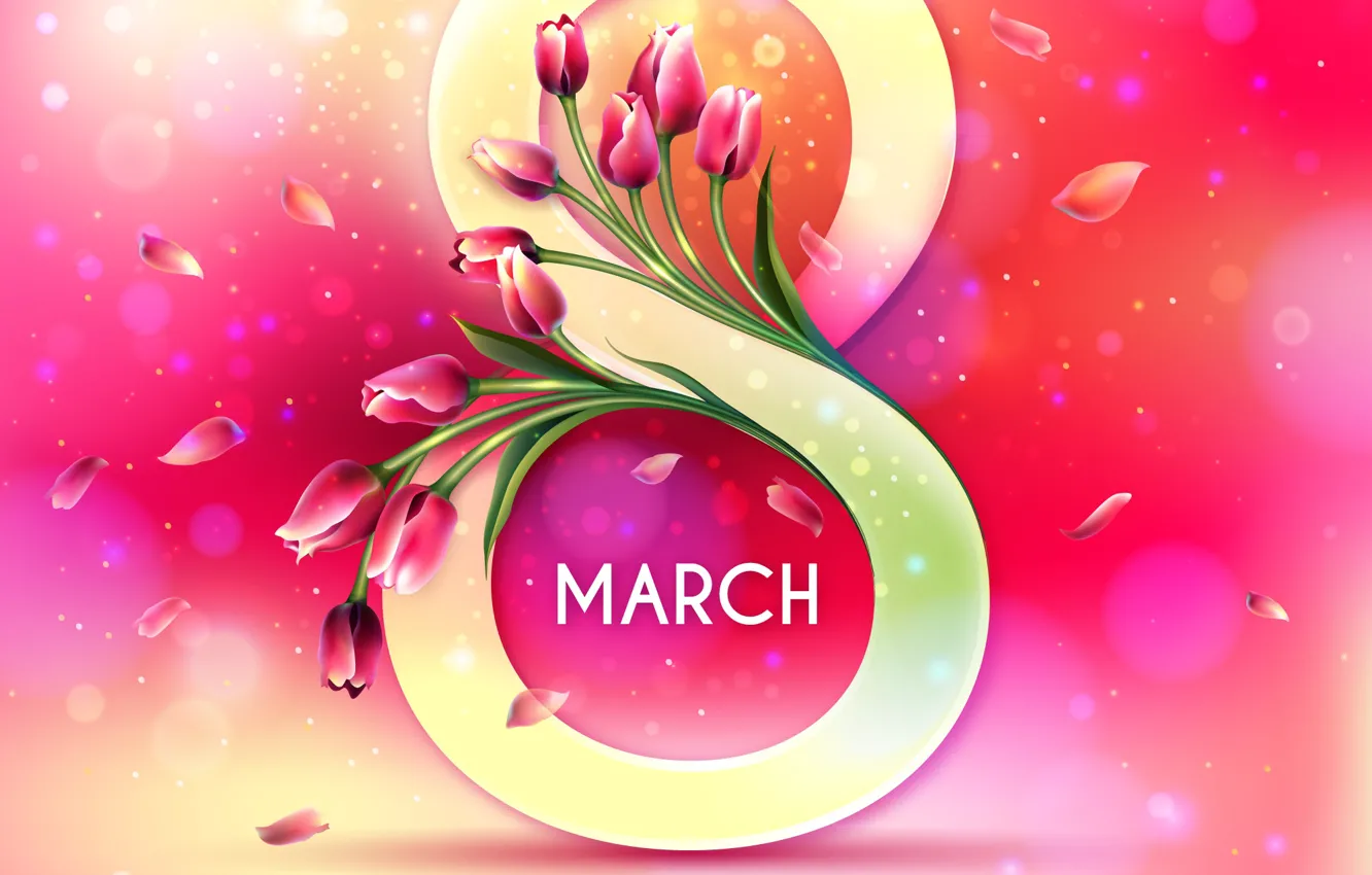 Photo wallpaper light, flowers, lights, holiday, the inscription, graphics, bouquet, spring