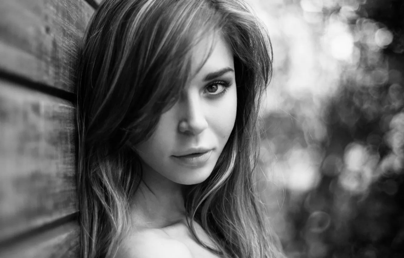 Photo wallpaper girl, photo, black and white, beautiful, Anastasia, Nastya, Panteleeva