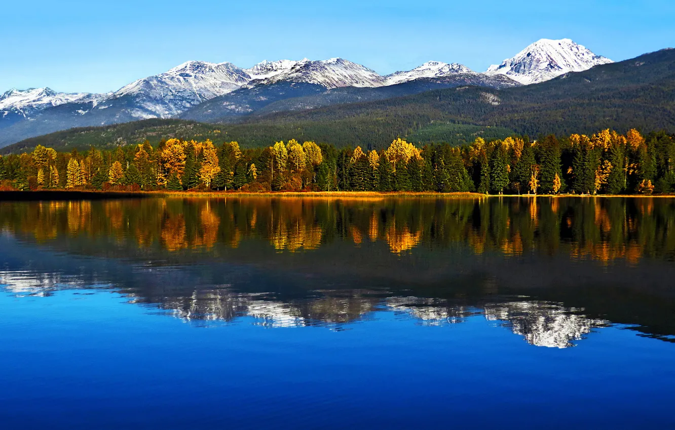 Photo wallpaper autumn, mountains, lake