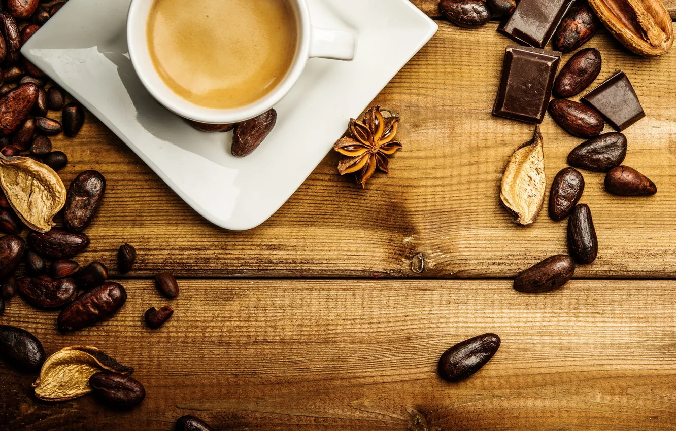 Photo wallpaper coffee, cup, beans, coffee