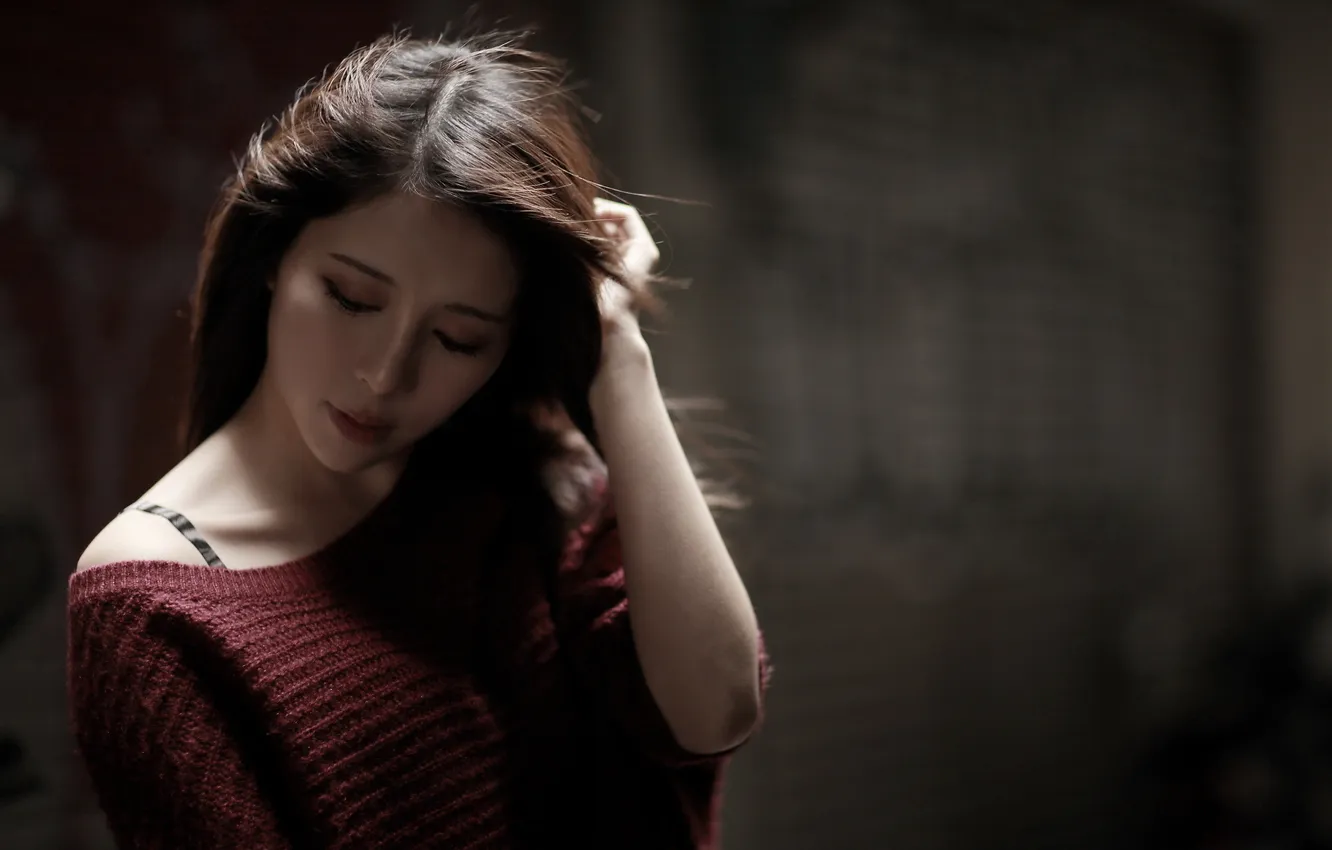 Photo wallpaper girl, portrait, Asian