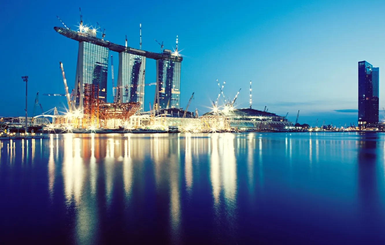 Photo wallpaper the city, photo, Wallpaper, shore, building, skyscrapers, Singapore, architecture