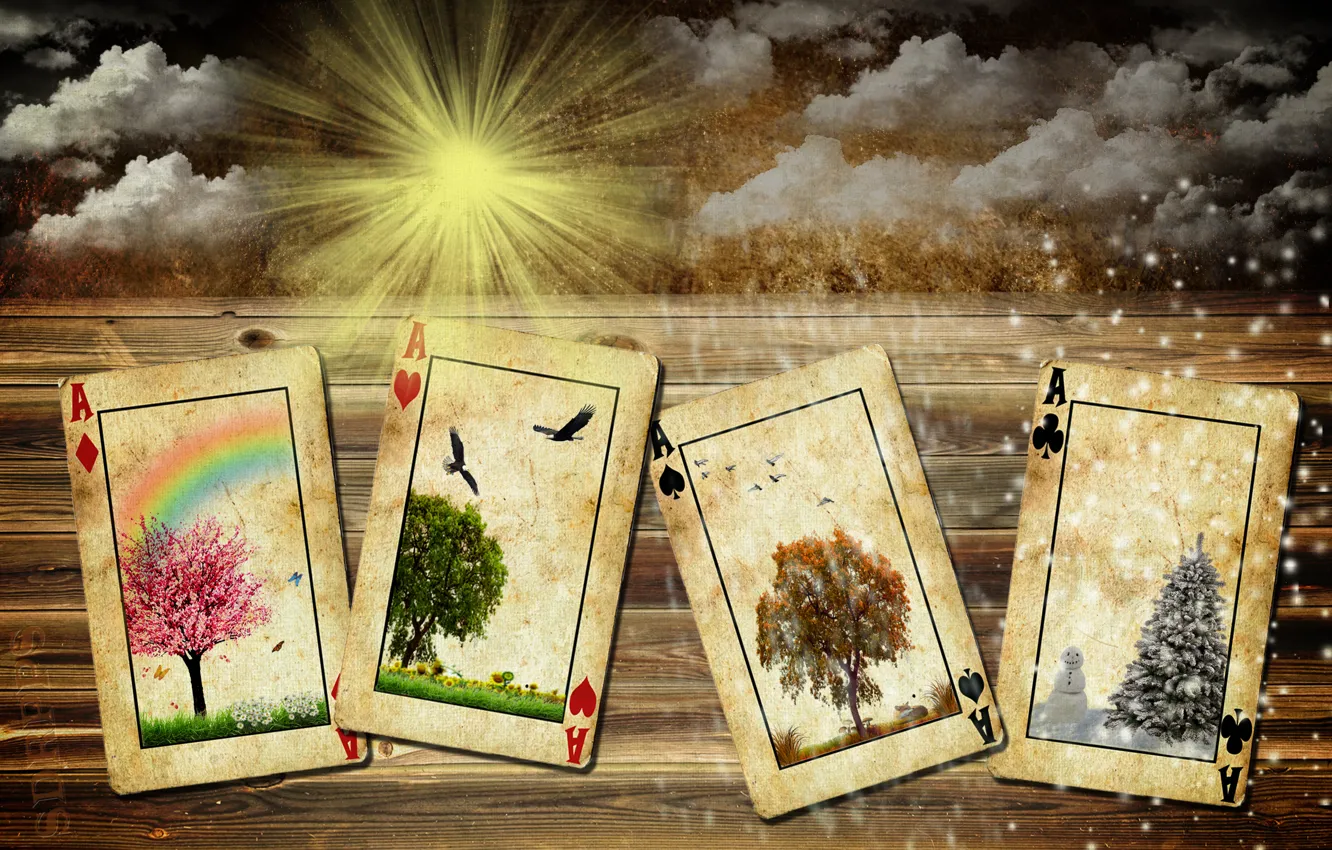 Photo wallpaper summer, rain, winter, autumn, clouds, snow, sun, spring