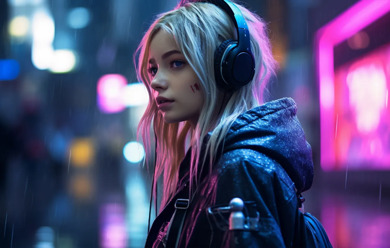 Photo wallpaper woman, warrior, portrait, Cyberpunk