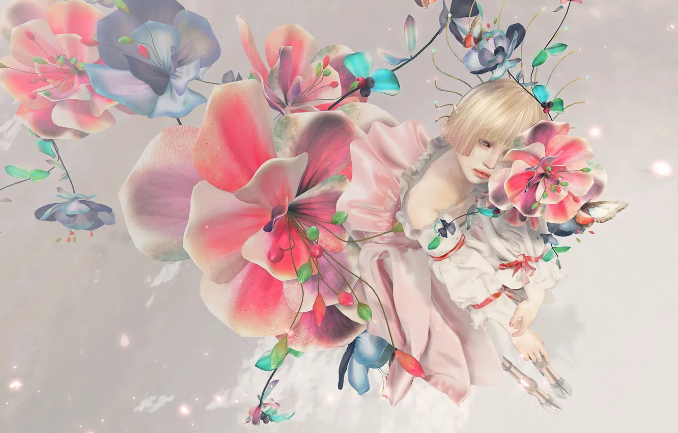 Photo wallpaper girl, rendering, background