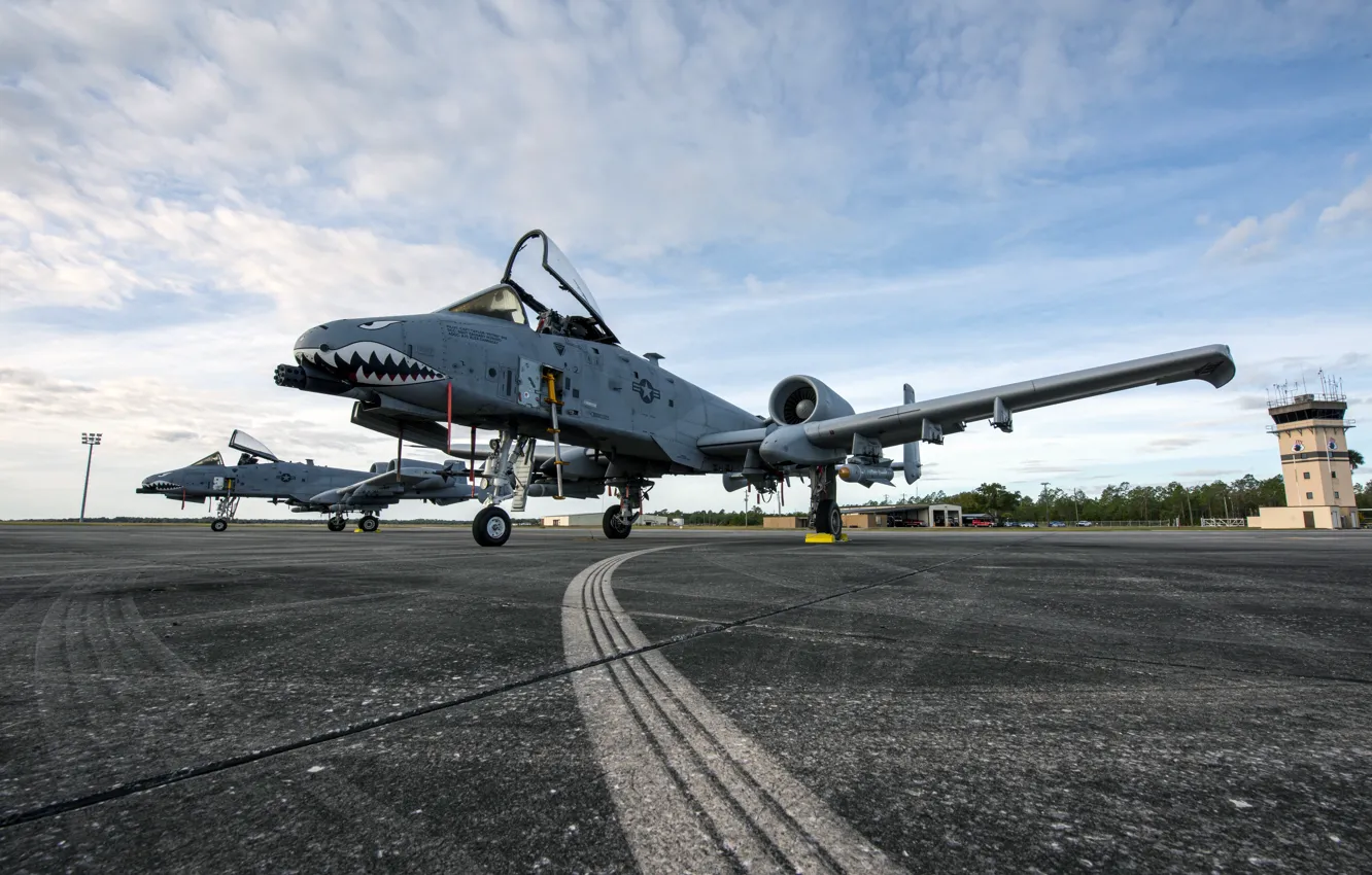 Photo wallpaper UNITED STATES AIR FORCE, Fairchild Republic A-10 Thunderbolt II, American single twin-engine attack aircraft