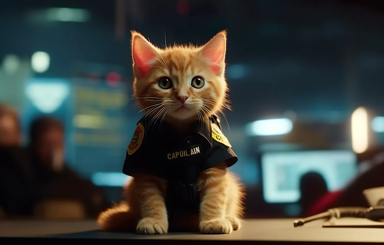 Photo wallpaper cat, cat, digital art, AI art, The Art of Artificial Intelligence, neural network