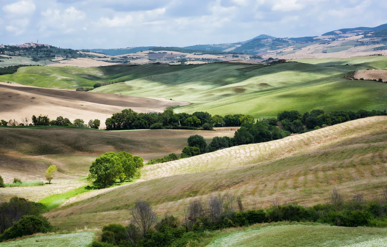 Photo wallpaper field, landscape, nature, hills, Italy, Tuscany