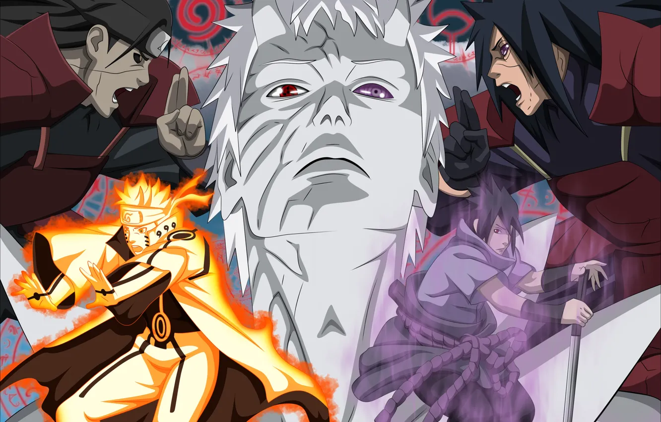 Photo wallpaper Naruto, Naruto, Akatsuki, Uzumaki Naruto, Tobi, Obito, Power Uchiha, Madara