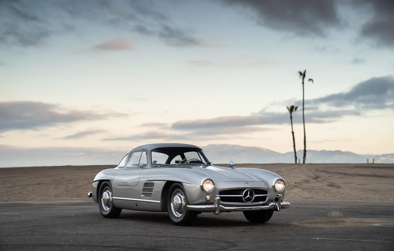 Photo wallpaper Mercedes-Benz, classic, 300SL, Mercedes-Benz 300 SL, Gullwing, front view