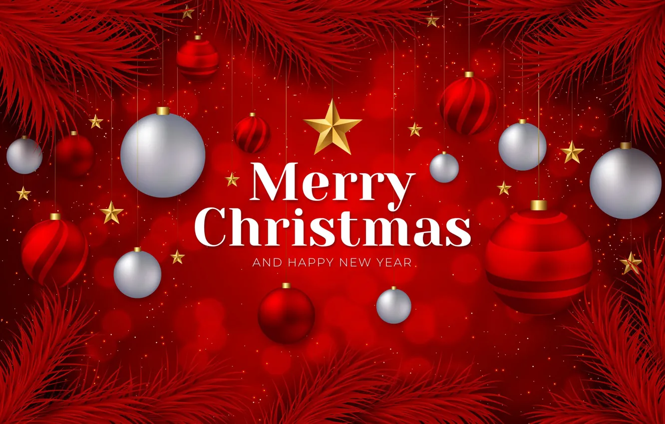 Photo wallpaper decoration, background, new year, Christmas, Christmas, balls, background, New Year