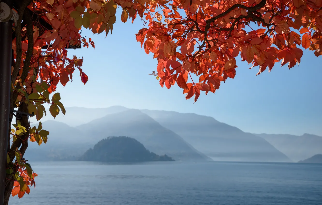 Photo wallpaper autumn, Italy, lake Como, Varenna