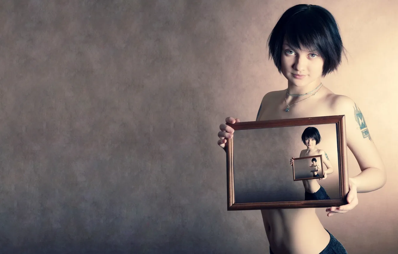 Photo wallpaper girl, portrait, frame