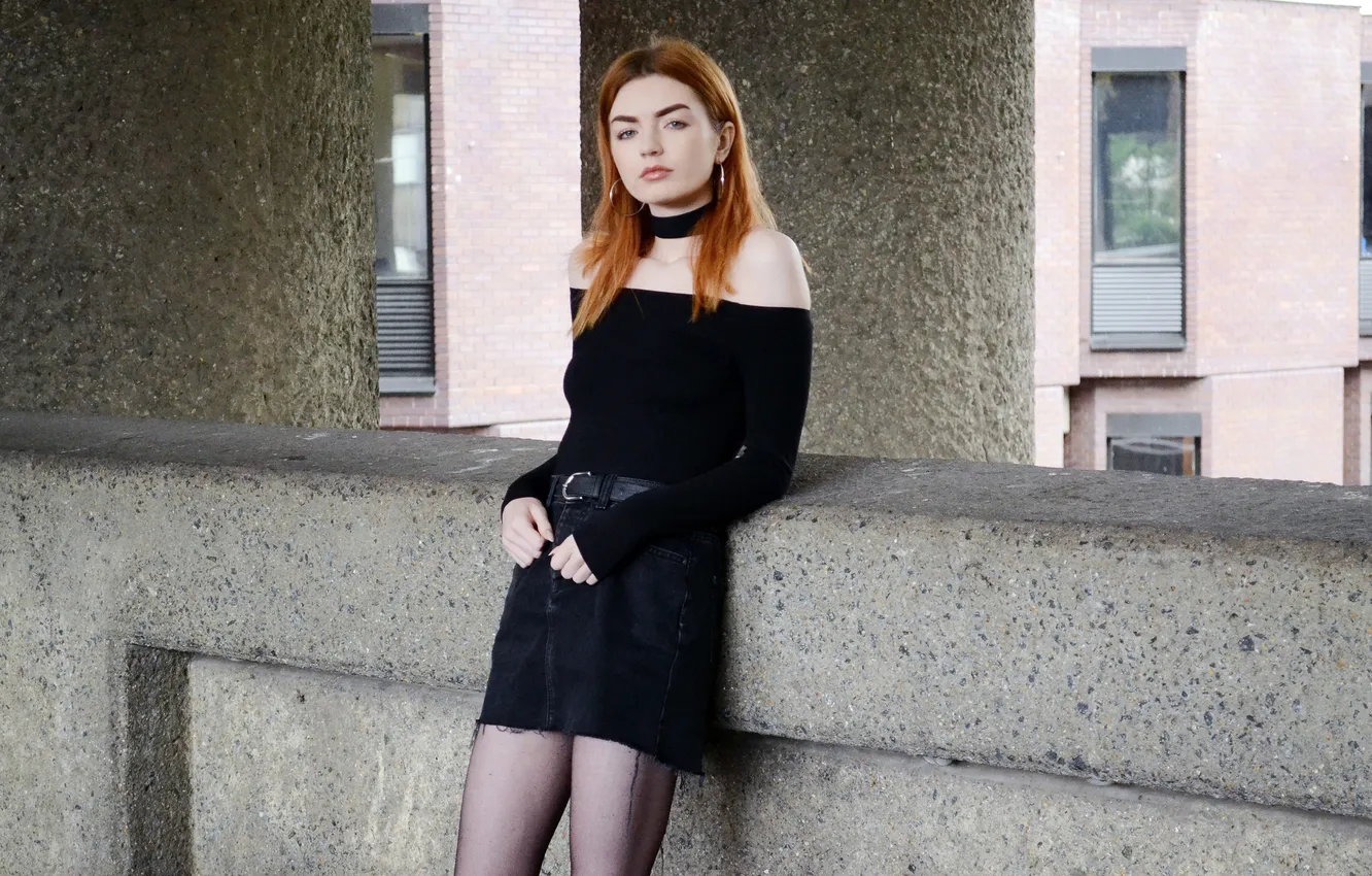 Photo wallpaper girl, model, redhead, cute, mini dress