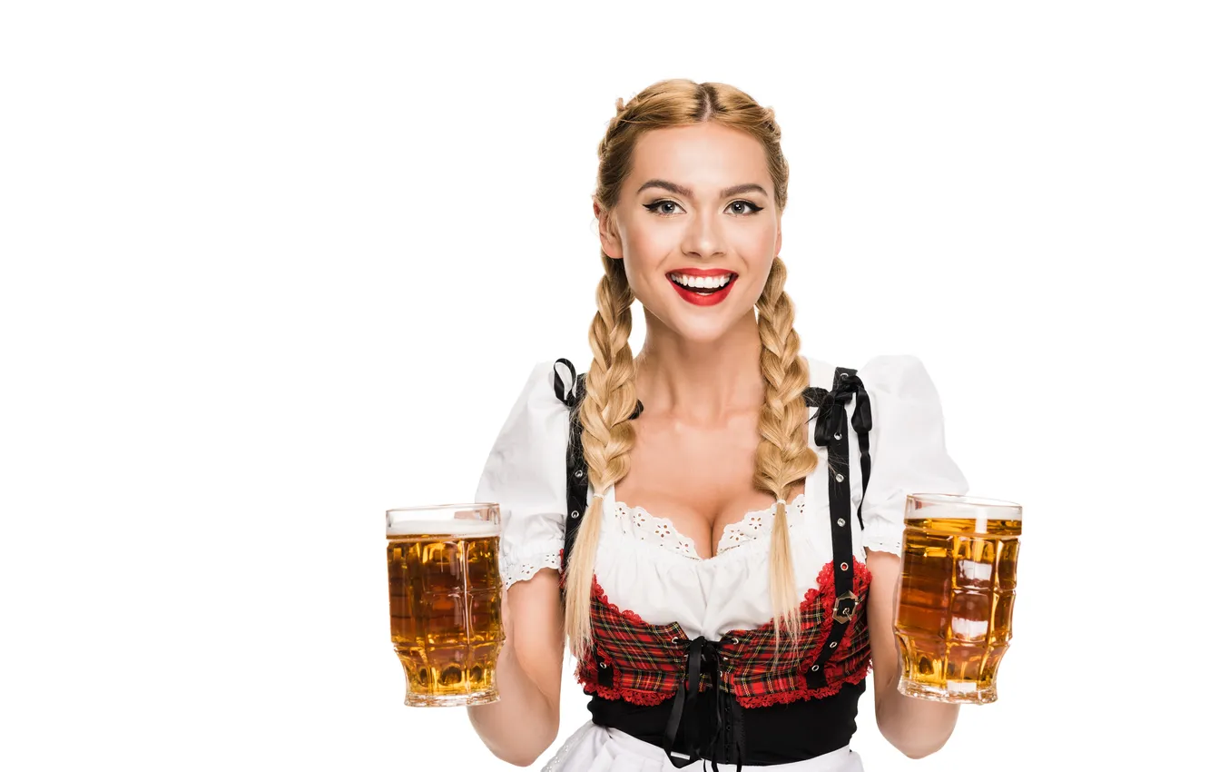 Photo wallpaper German, girl, sweet, beer, adorable