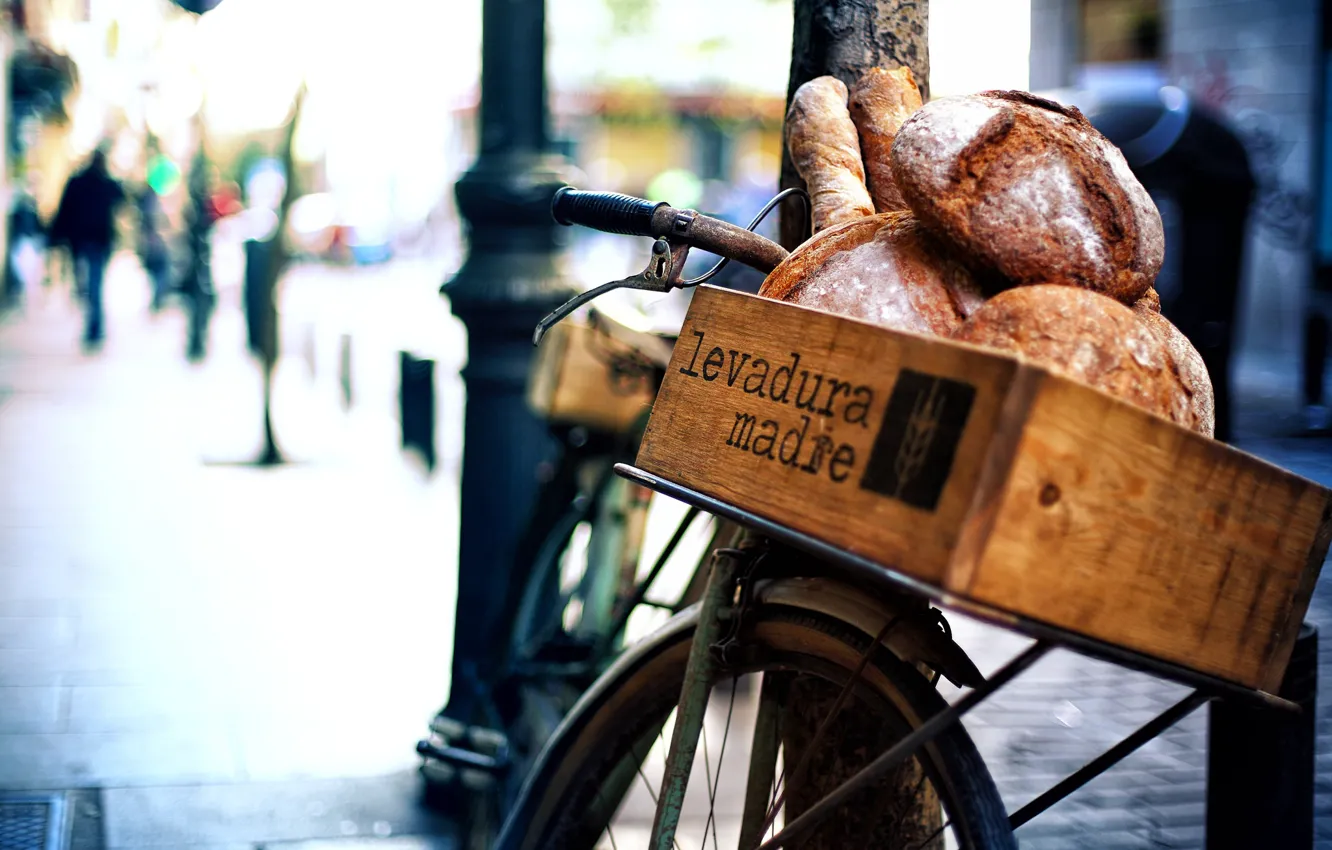 Photo wallpaper bike, bread, bokeh