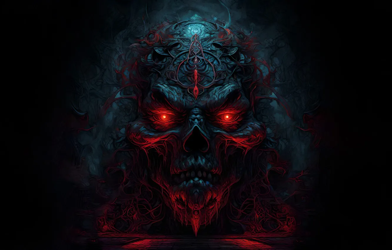 Photo wallpaper monster, red eyes, horror