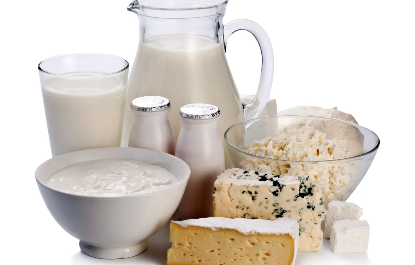 Photo wallpaper milk, cheese, sour cream, dairy products