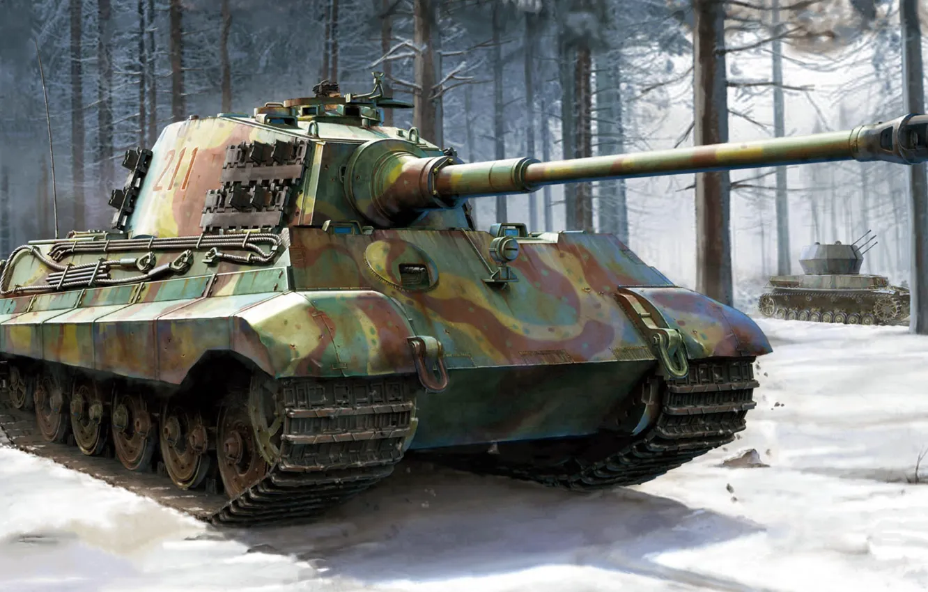 Photo wallpaper King tiger, Tiger II, Royal tiger, Panzerkampfwagen VI, German heavy tank