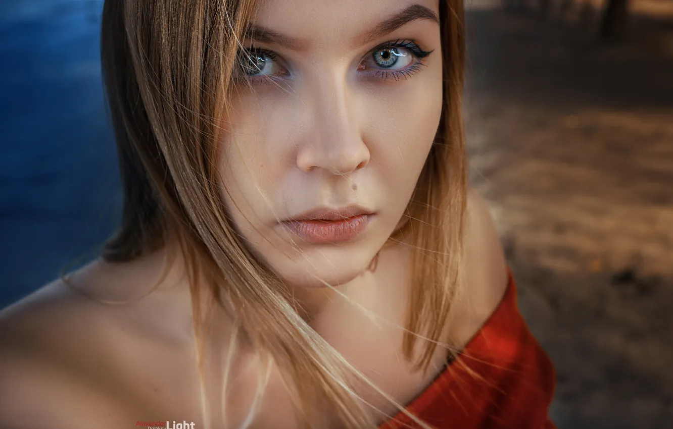 Photo wallpaper look, close-up, face, model, portrait, makeup, hairstyle, brown hair