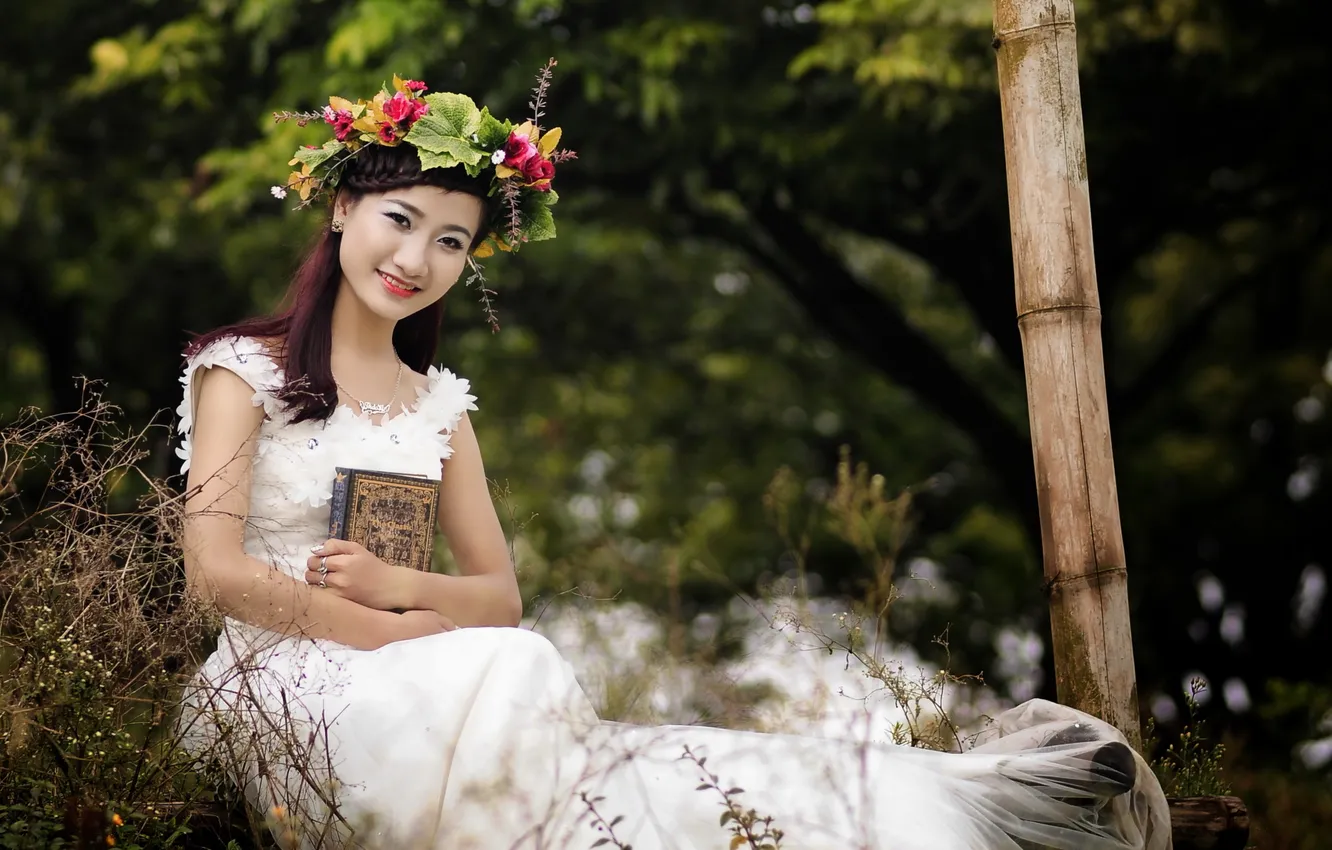 Photo wallpaper girl, smile, Asian