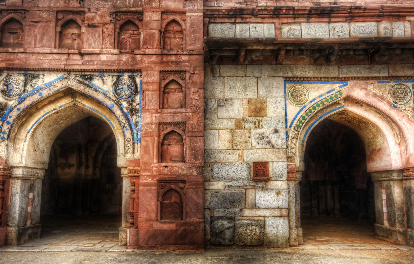 Photo wallpaper the city, wall, the door, arch, antiquity