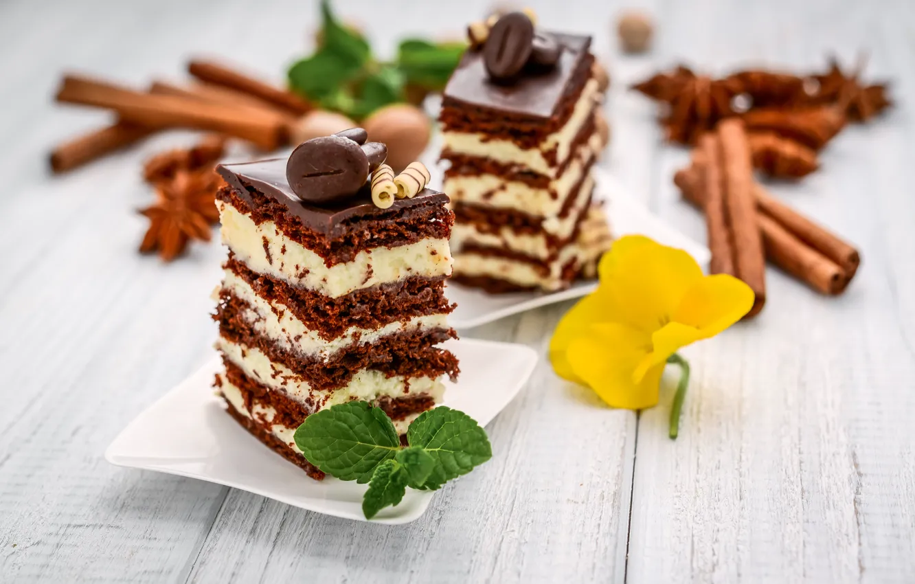 Photo wallpaper cake, cream, dessert, chocolate, custard, Yura Beloshkurskl