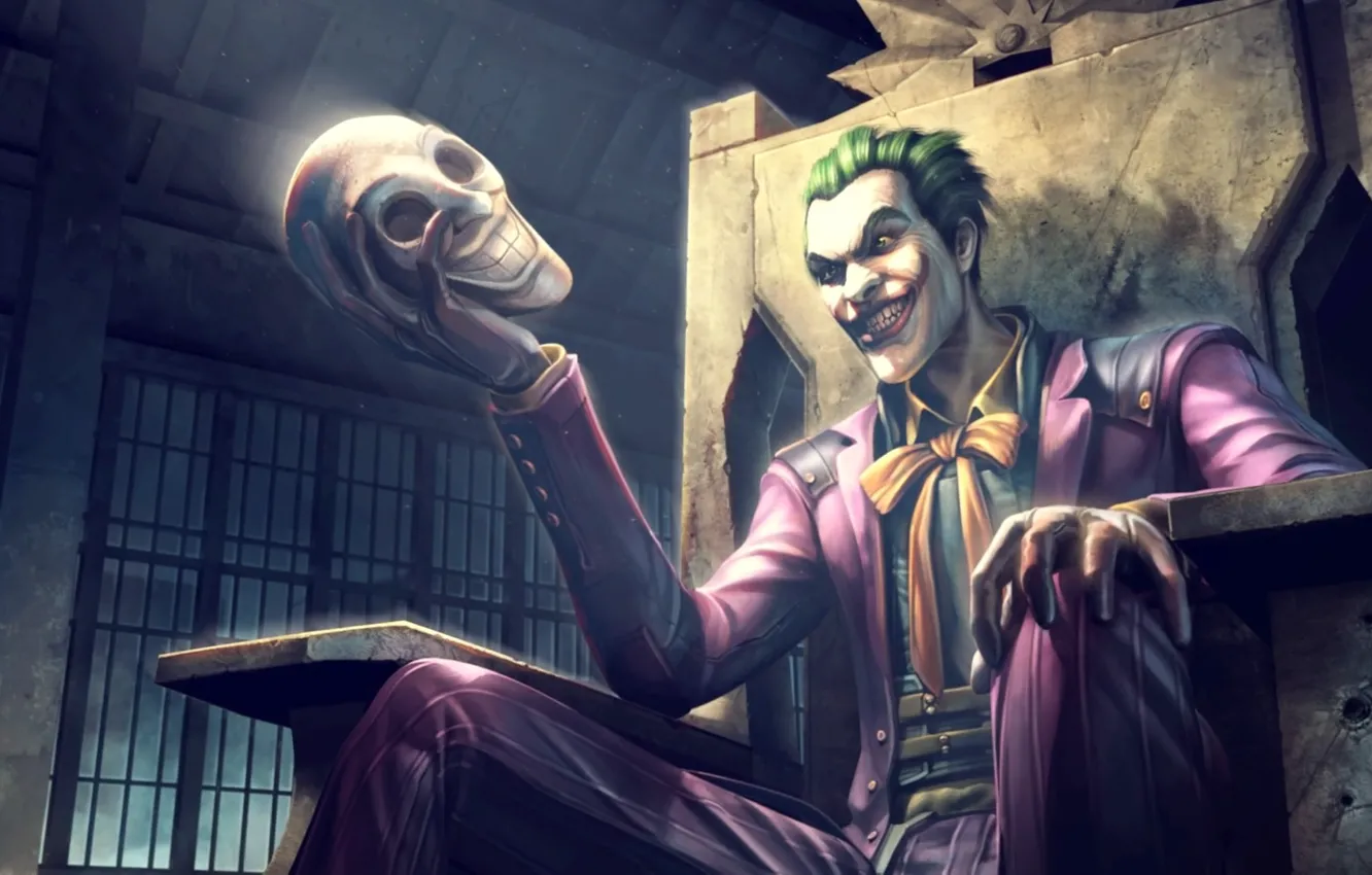 Photo wallpaper smile, Joker, mask, the throne, comic, Joker, DC Comics