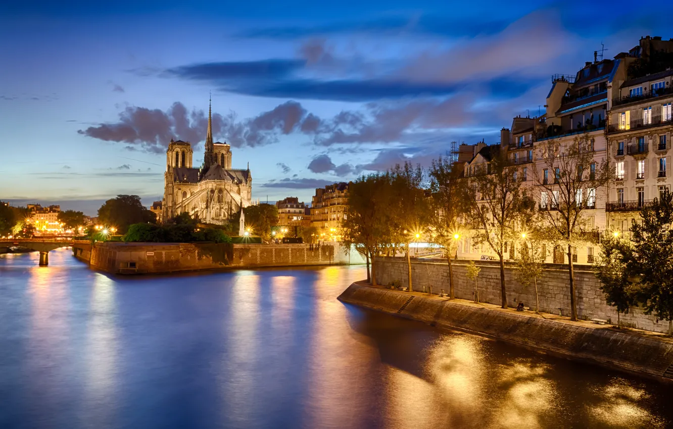 Photo wallpaper light, the city, river, France, Paris, the evening, hay, Paris