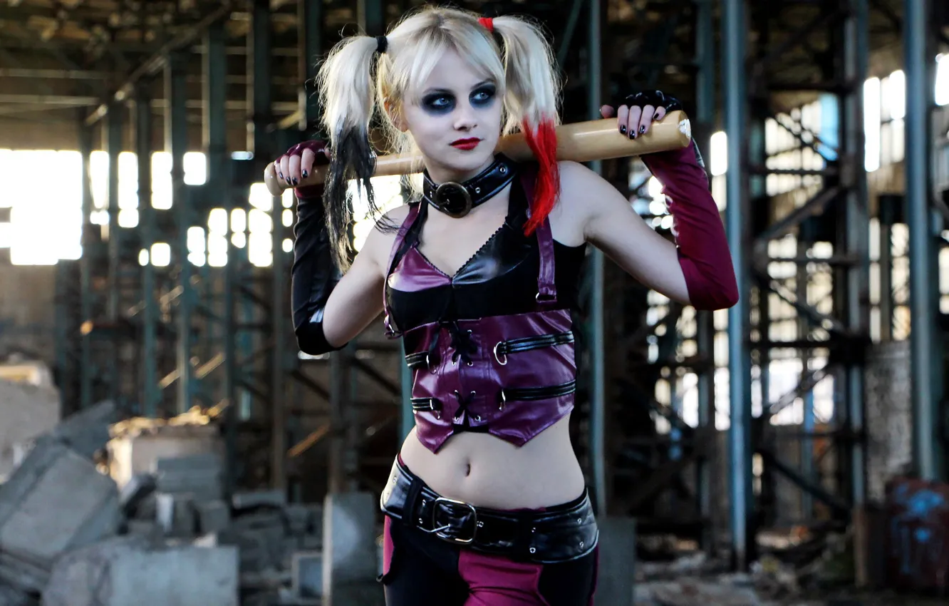 Photo wallpaper look, cosplay, bat, Harley Quinn, cosplay, bit, Harley Quinn