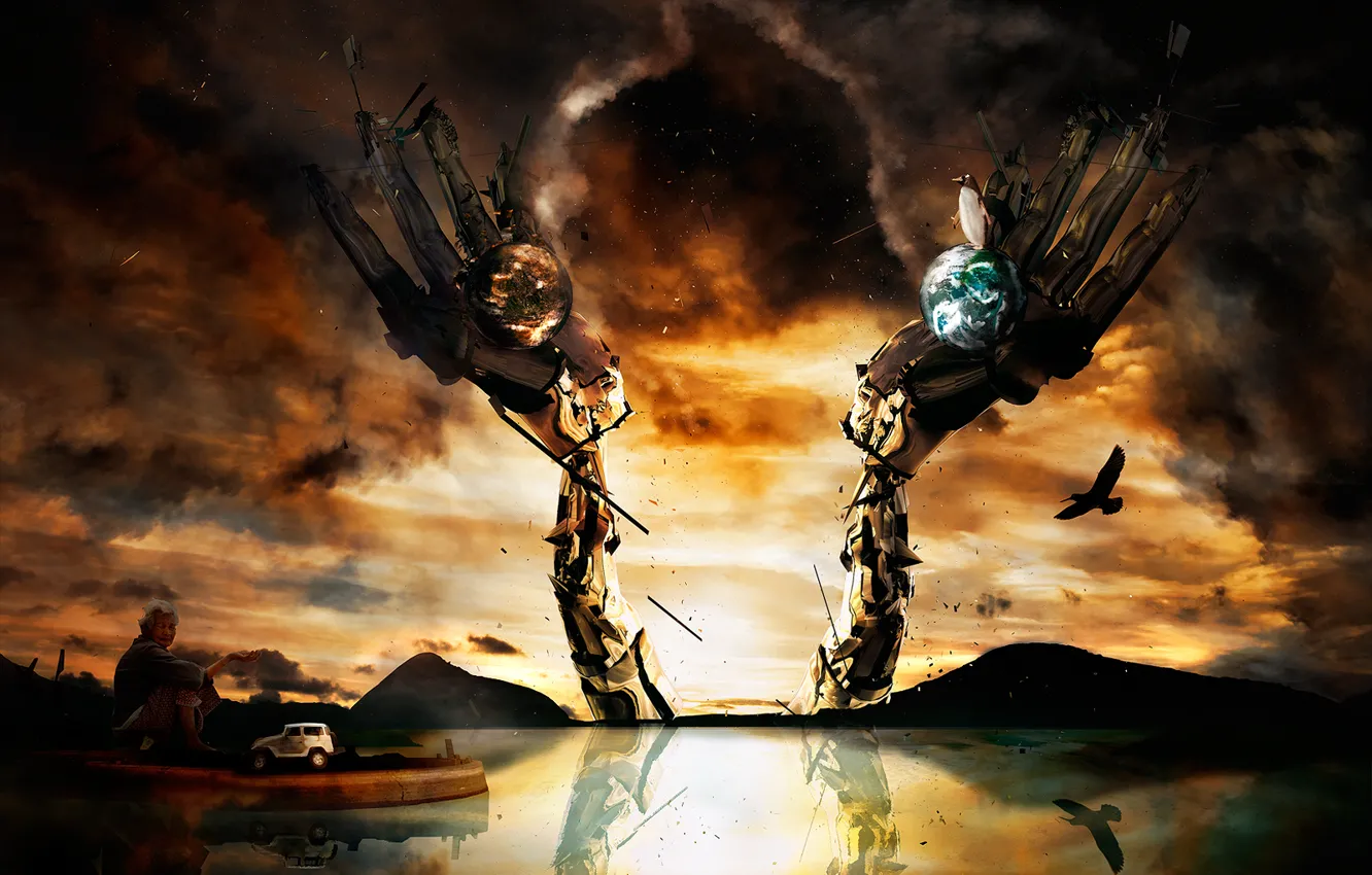 Photo wallpaper people, planet, Inferno