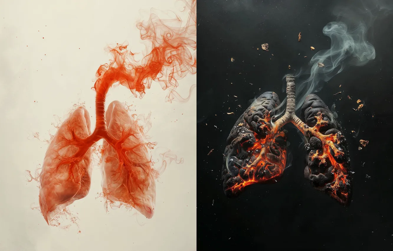 Photo wallpaper Smoking, Cigarette smoke, Smoking is harmful to health, About the dangers of smoking, Smoker's lungs, …