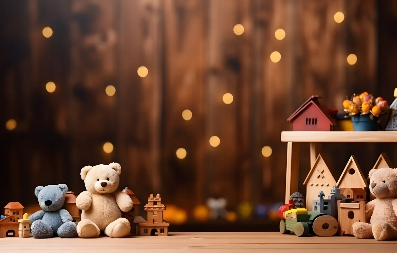 Photo wallpaper toy, new year, Christmas, bear, bear, AI art, neural network