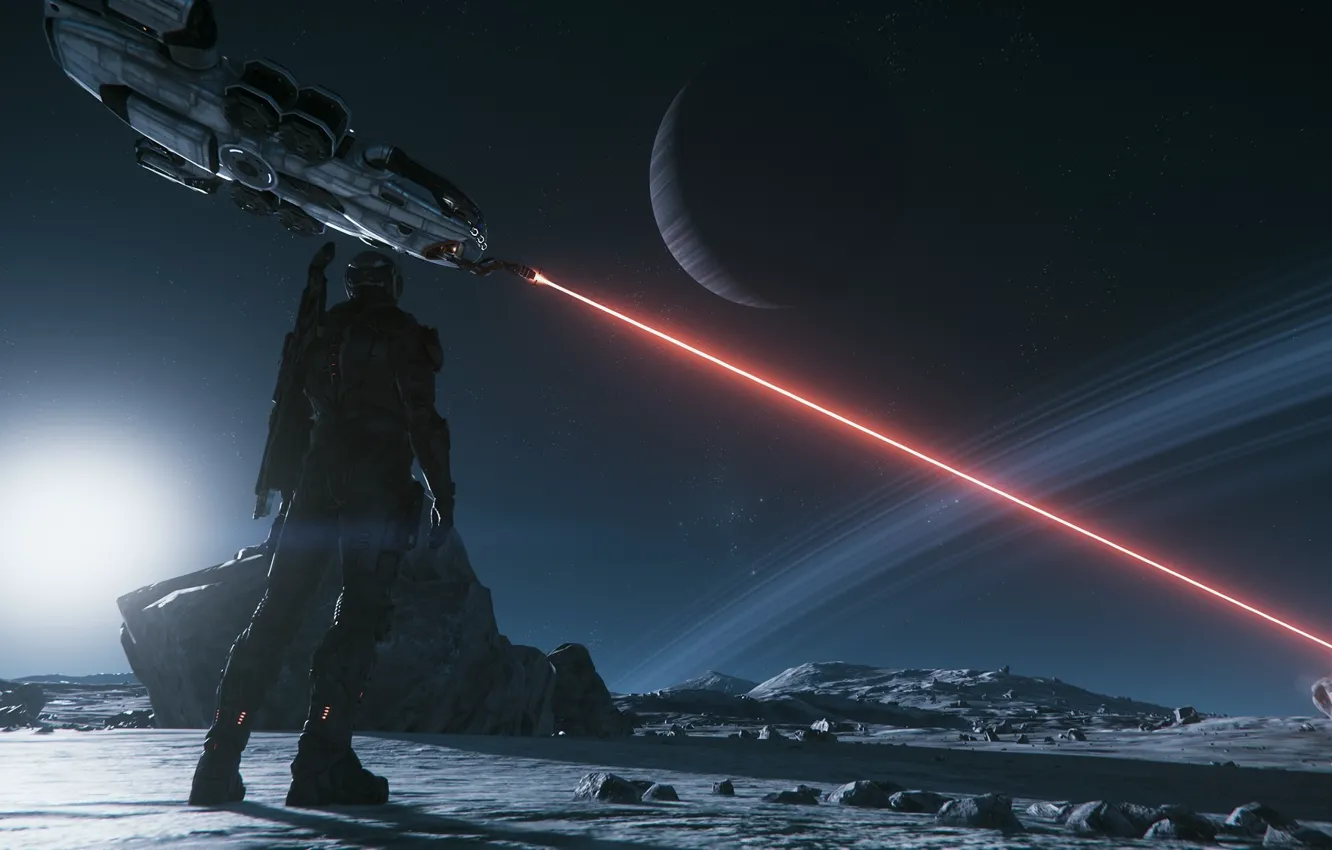 Photo wallpaper space, planet, soldiers, Star Citizen