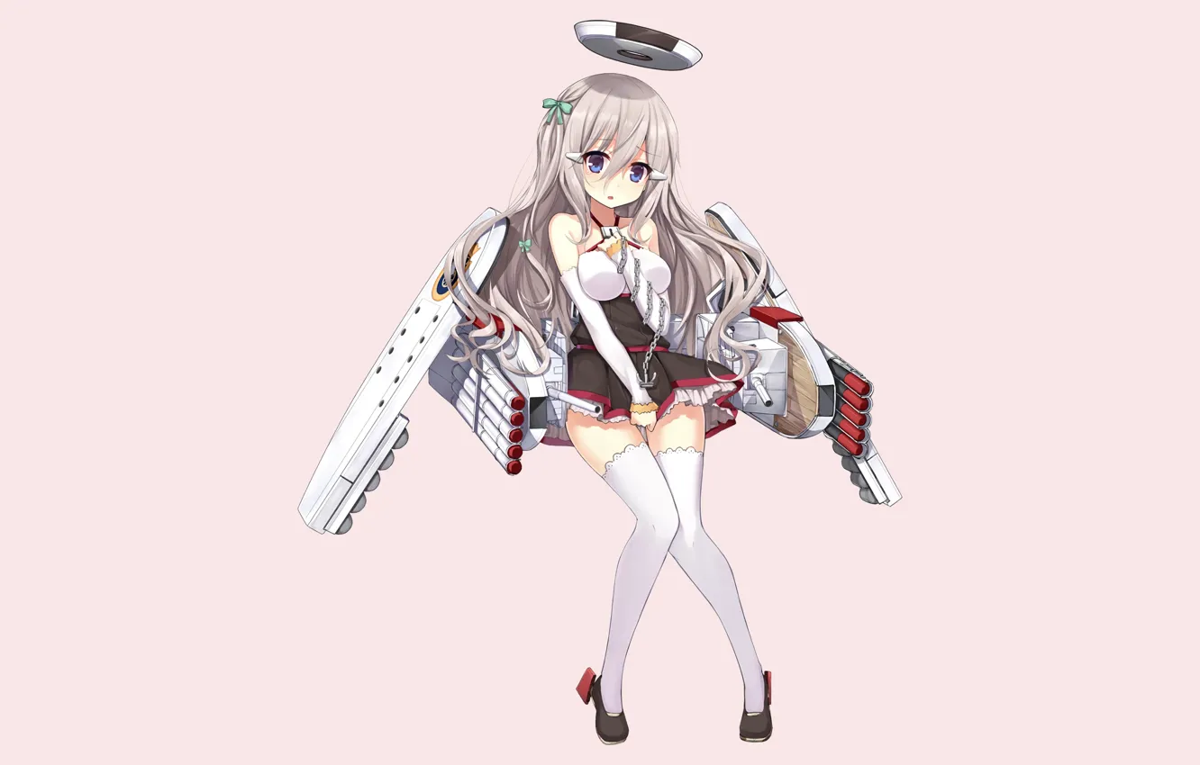 Photo wallpaper girl, sexy, thighhighs, long hair, dress, boobs, anime, beautiful