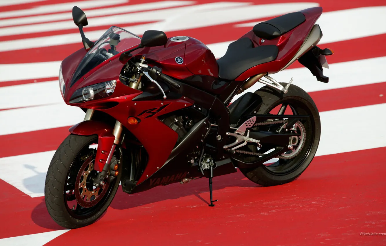 Photo wallpaper red, race, sport, speed, motorcycle, bike, Yamaha, track