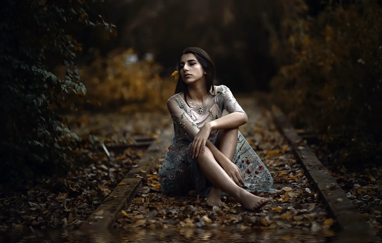 Photo wallpaper girl, nature, street