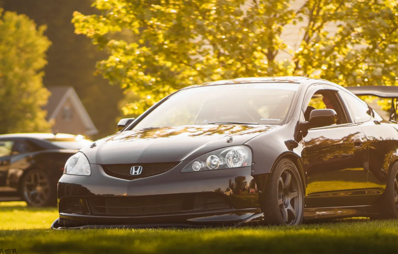 Photo wallpaper Japan, Honda, black, Front, Honda, tuning, face, low