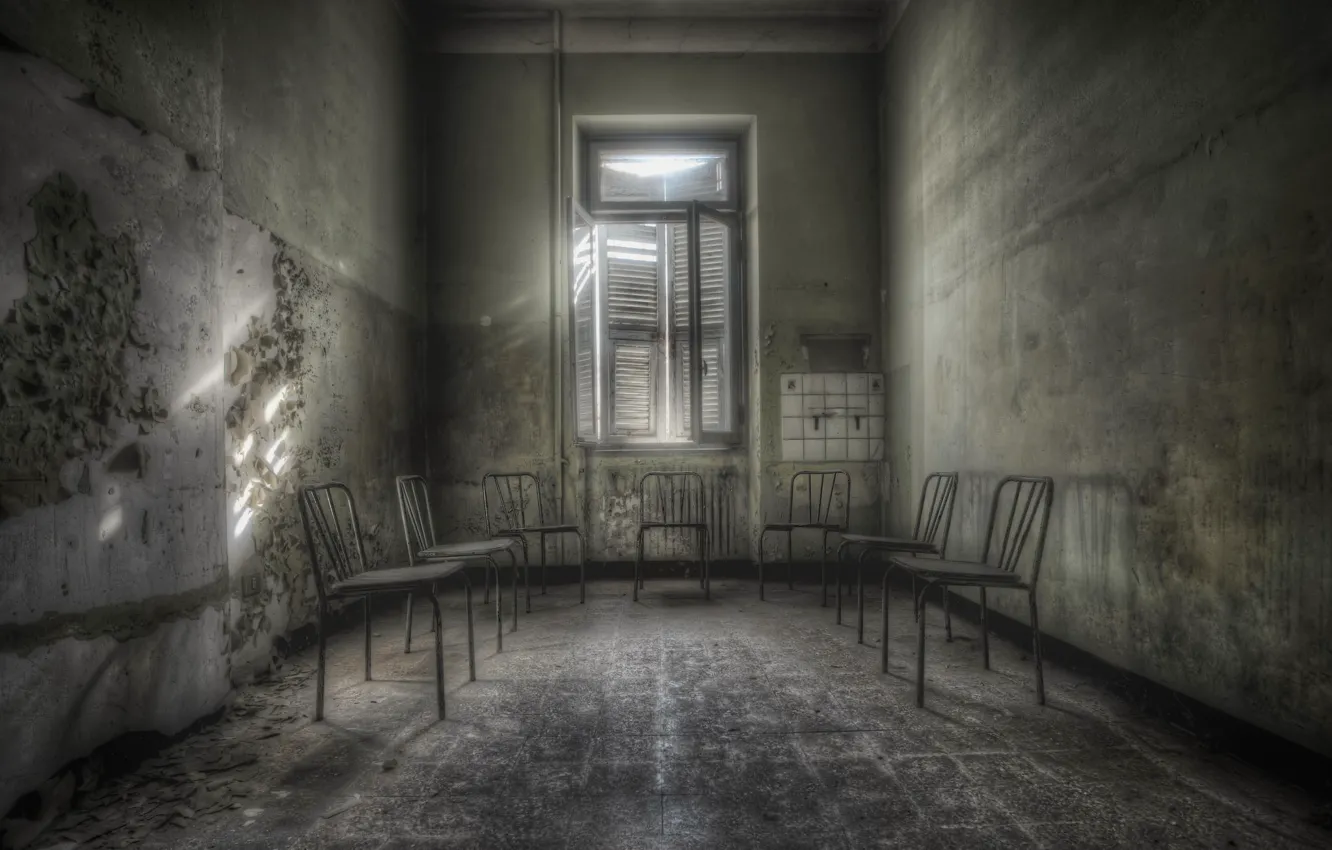 Photo wallpaper room, window, chair