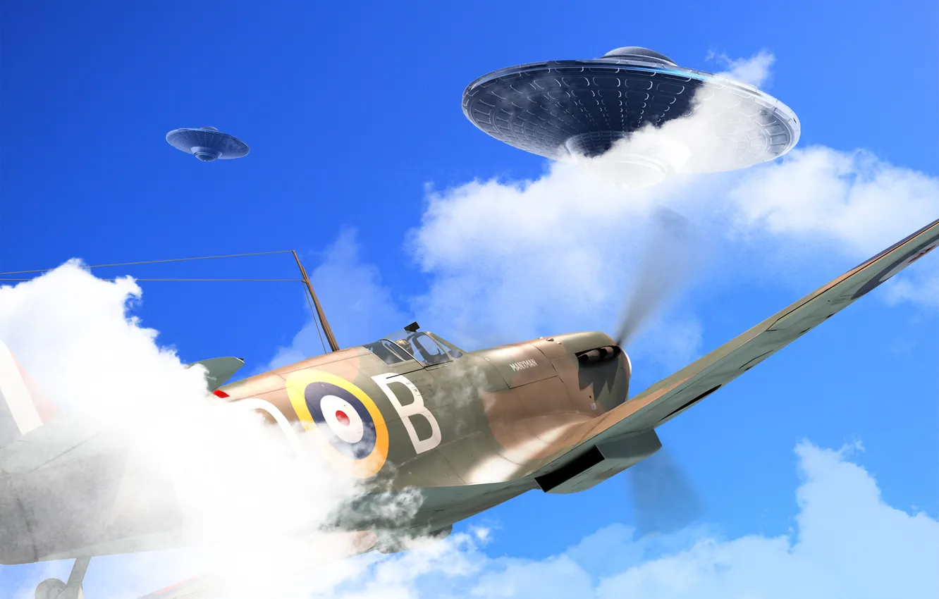 Photo wallpaper sky, Spitfire, UFO