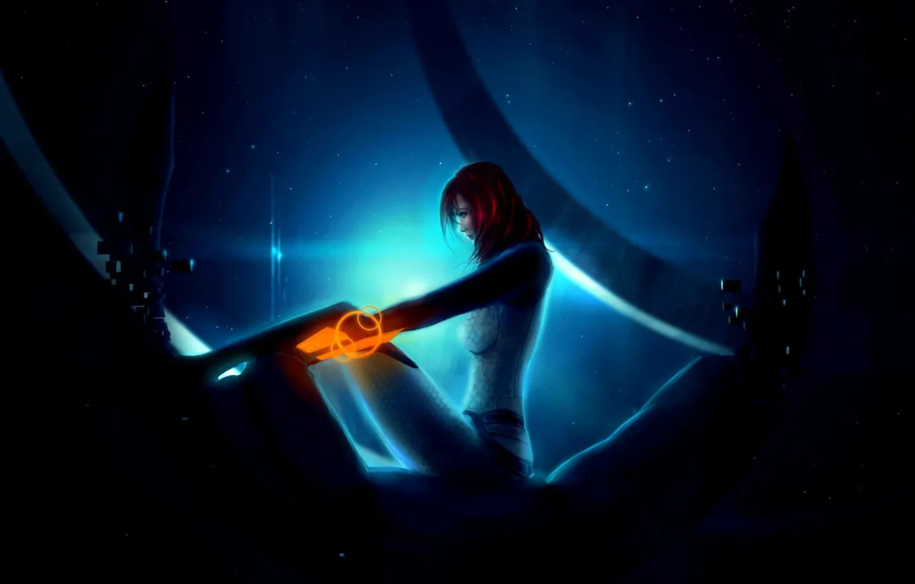 Photo wallpaper girl, abstraction, interface, art, profile, mass effect, miranda lawson, blinck