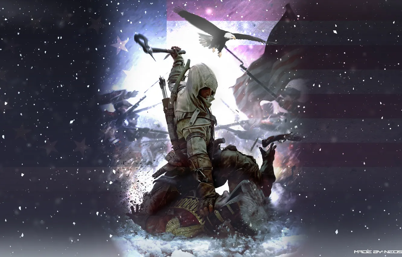 Photo wallpaper eagle, soldiers, the creed of the assassins, connor kanwey, Connor kenuey, radunhageydu, assassins creed III