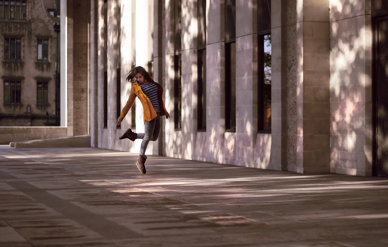 Photo wallpaper girl, the city, mood, street