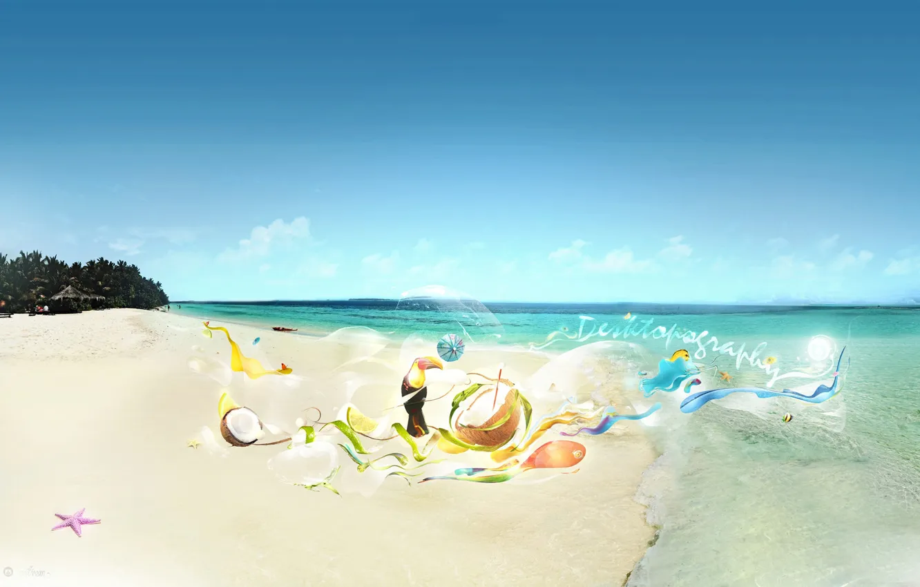 Photo wallpaper sea, beach, bird