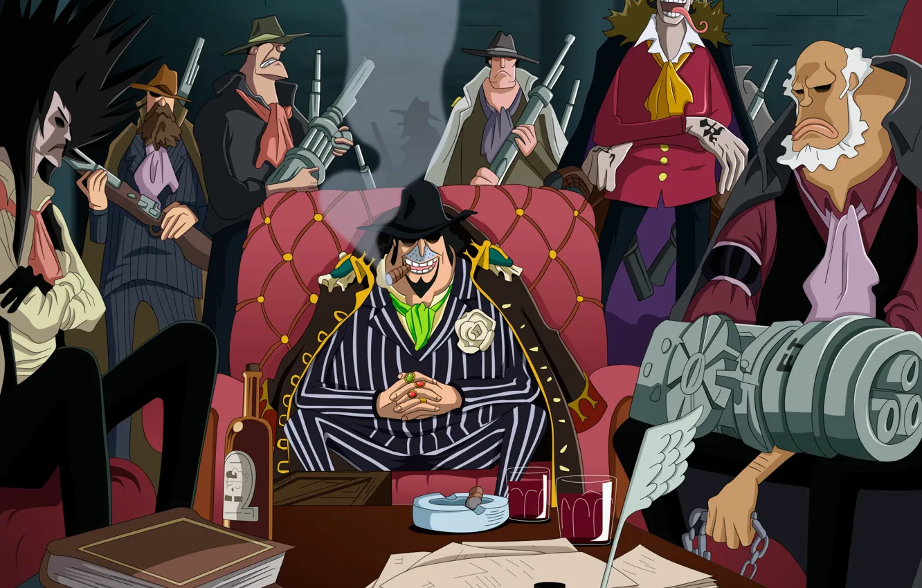 Photo wallpaper gun, One Piece, pirate, weapon, hat, mafia, rifle, machine gun