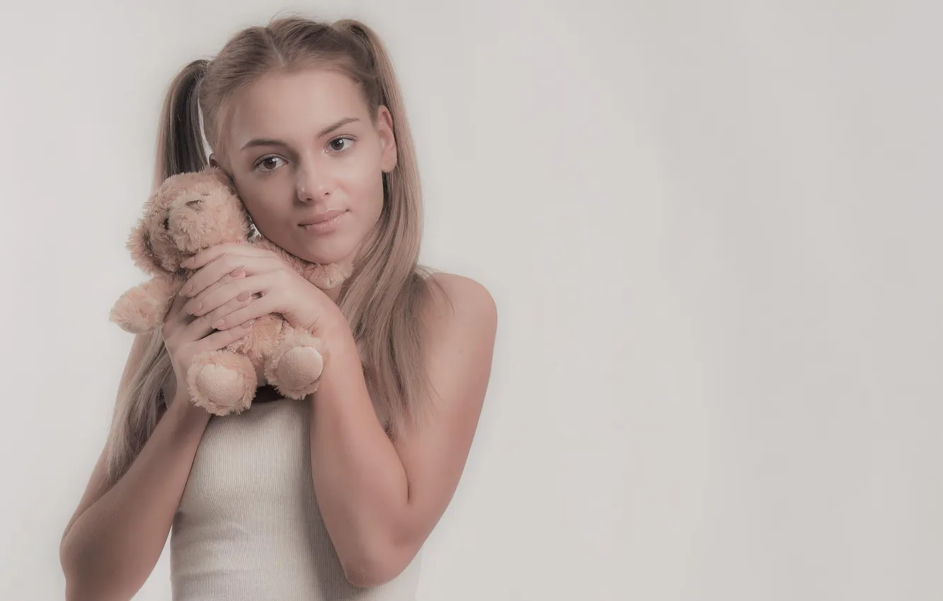 Photo wallpaper girl, toy, pretty, blonde, Charming, ponytails