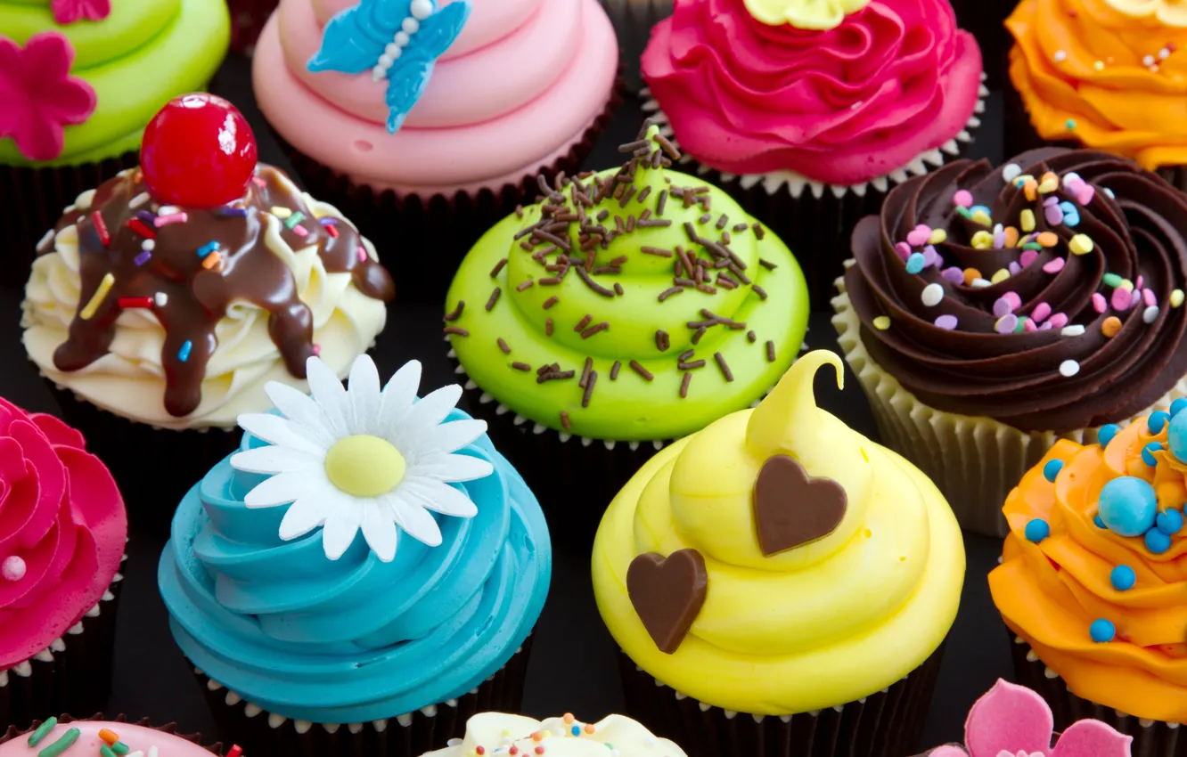 Photo wallpaper chocolate, sweets, cream, sweet, cupcakes, cuts