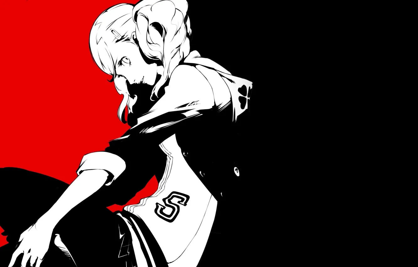 Photo wallpaper girl, red, black, the game, anime, art, person, Person 5